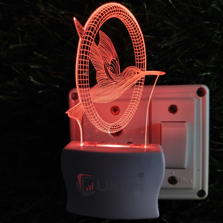 UKANI 3D  Flying  Bird  Night lamp with 7 color automatic Changing Light For Home bedroom Gift  Cafe Office Valentine Gift  size (3 inch )