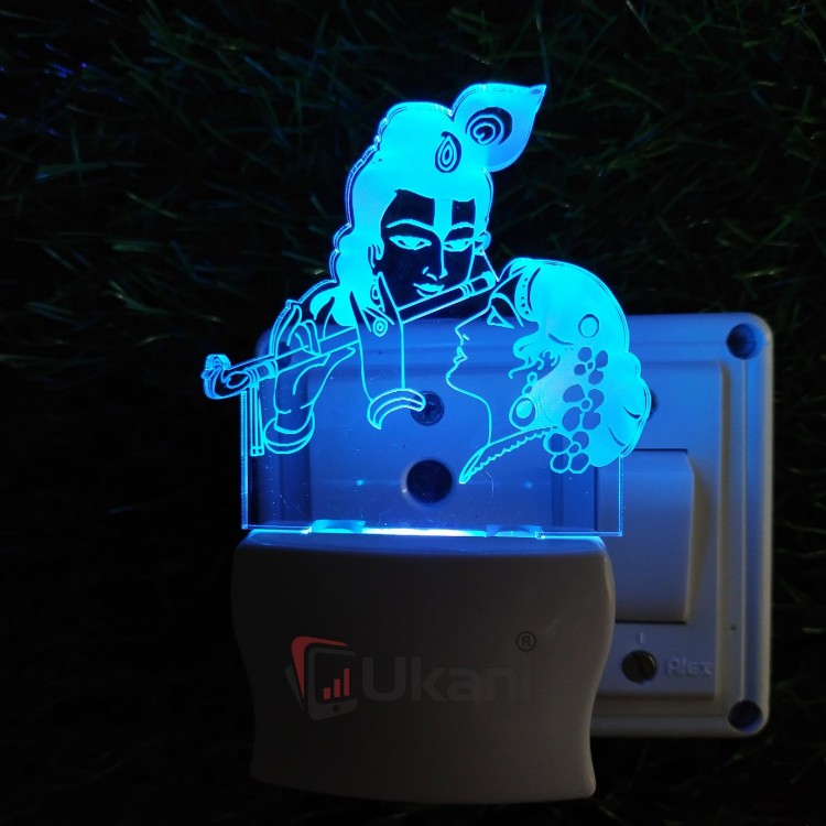 UKANI 3D  Radha Krishna Night lamp with 7 color automatic Changing Light For Home bedroom Gift  Cafe Office Valentine Gift  size (3 inch )