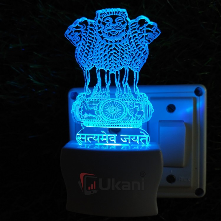UKANI 3D  Satymev Jayate Night lamp with 7 color automatic Changing Light For Home bedroom Gift  Cafe Office Valentine Gift  size (3 inch )