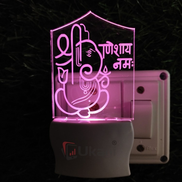 UKANI 3D Ganesha With Name Night lamp with 7 color automatic Changing Light For Home bedroom Gift  Cafe Office Valentine Gift  size (3 inch )