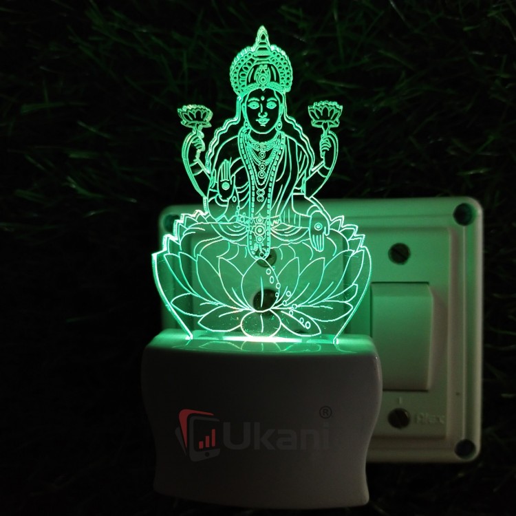 UKANI 3D  Laxmiji Night lamp with 7 color automatic Changing Light For Home bedroom Gift  Cafe Office Valentine Gift  size (3 inch )