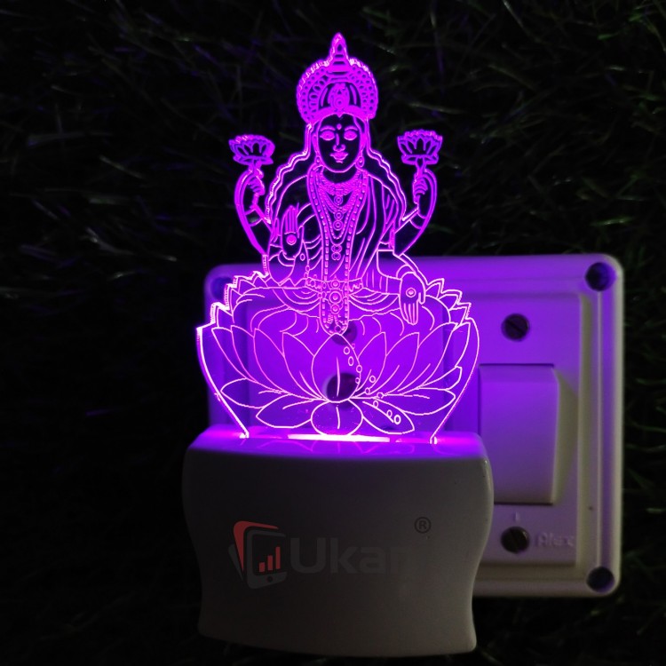 UKANI 3D  Laxmiji Night lamp with 7 color automatic Changing Light For Home bedroom Gift  Cafe Office Valentine Gift  size (3 inch )
