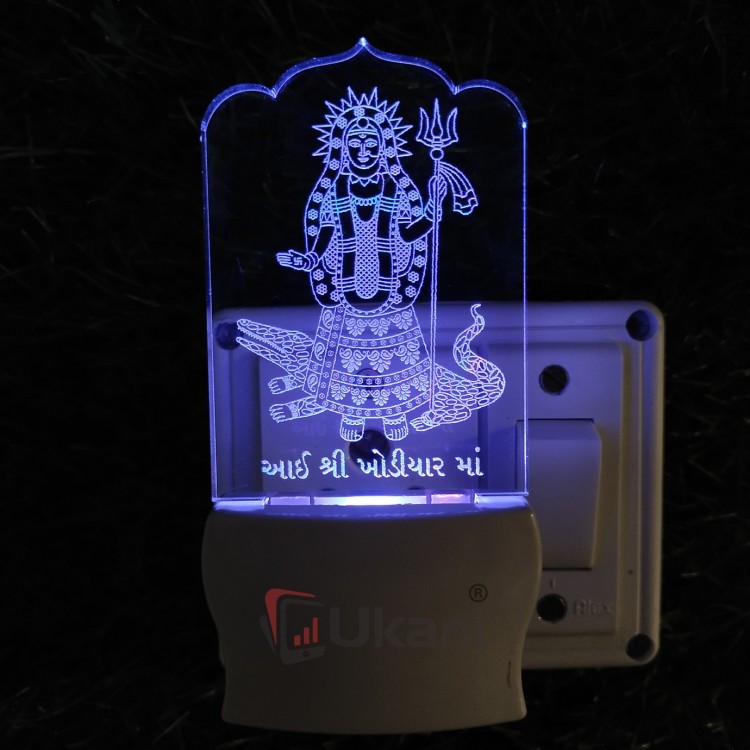 UKANI 3D  Shree Khodiyar Mataji Night lamp with 7 color automatic Changing Light For Home bedroom Gift  Cafe Office Valentine Gift  size (3 inch )