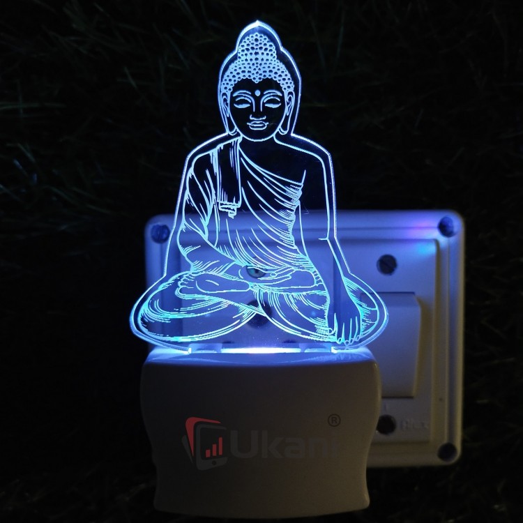 UKANI 3D Gautam Budhha Night lamp with 7 color automatic Changing Light For Home bedroom Gift  Cafe Office Valentine Gift  size (3 inch )