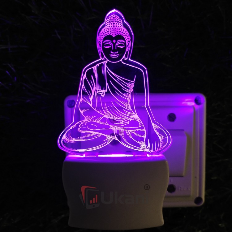 UKANI 3D Gautam Budhha Night lamp with 7 color automatic Changing Light For Home bedroom Gift  Cafe Office Valentine Gift  size (3 inch )