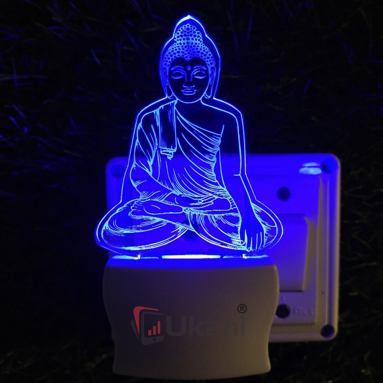 UKANI 3D Gautam Budhha Night lamp with 7 color automatic Changing Light For Home bedroom Gift  Cafe Office Valentine Gift  size (3 inch )