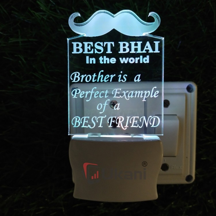 UKANI 3D Best Bhai  Night lamp with 7 color automatic Changing Light For Home bedroom Gift  Cafe Office Valentine Gift  size (3 inch )