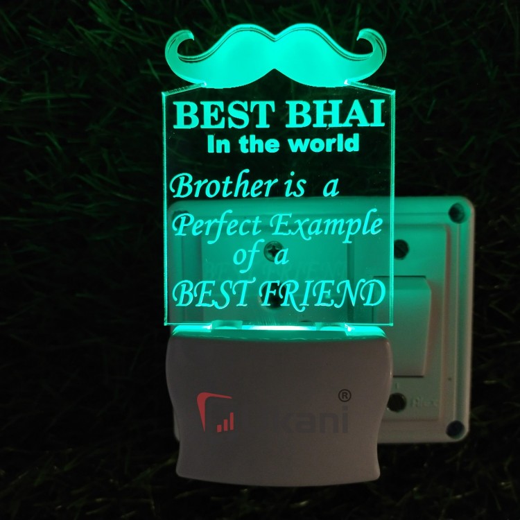 UKANI 3D Best Bhai  Night lamp with 7 color automatic Changing Light For Home bedroom Gift  Cafe Office Valentine Gift  size (3 inch )