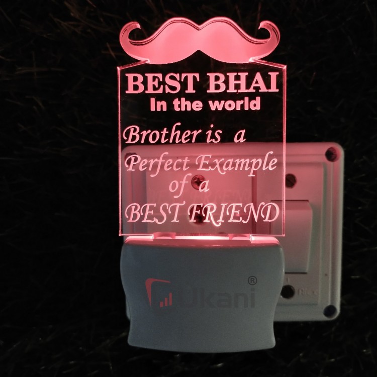 UKANI 3D Best Bhai  Night lamp with 7 color automatic Changing Light For Home bedroom Gift  Cafe Office Valentine Gift  size (3 inch )
