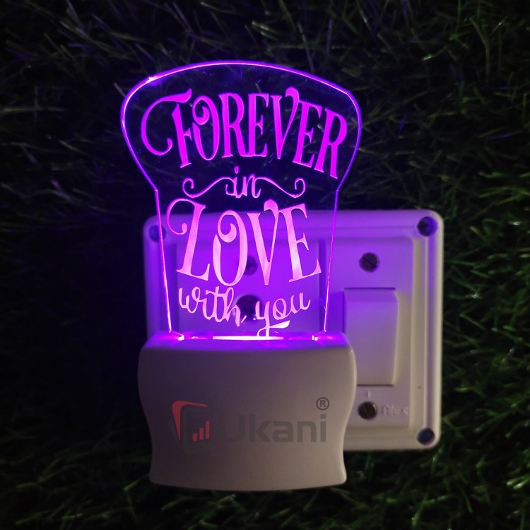 UKANI 3D Forever Love With You  with 7 color automatic Changing Light For Home bedroom Gift  Cafe Office Valentine Gift  size (3 inch )