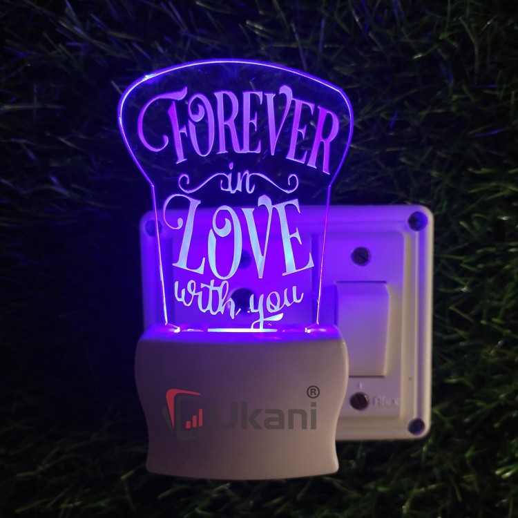 UKANI 3D Forever Love With You  with 7 color automatic Changing Light For Home bedroom Gift  Cafe Office Valentine Gift  size (3 inch )