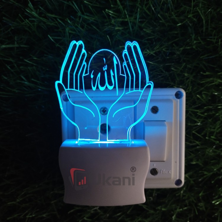 UKANI 3D Allah Ki Dua with 7 color automatic Changing Light For Home bedroom Gift  Cafe Office Valentine Gift  size (3 inch )