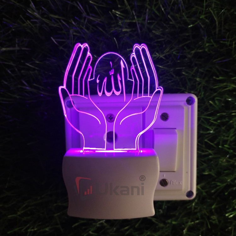 UKANI 3D Allah Ki Dua with 7 color automatic Changing Light For Home bedroom Gift  Cafe Office Valentine Gift  size (3 inch )