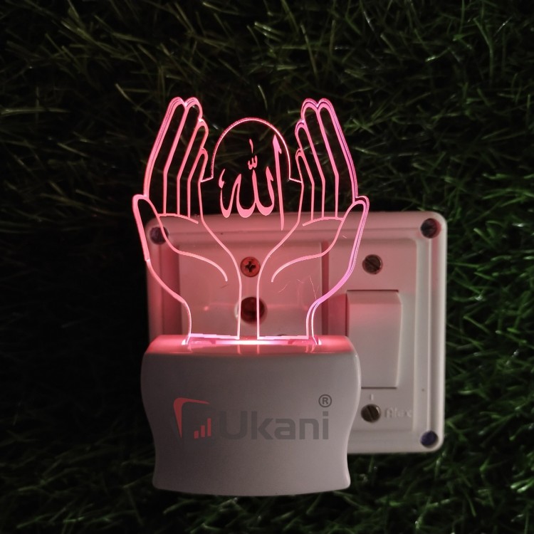 UKANI 3D Allah Ki Dua with 7 color automatic Changing Light For Home bedroom Gift  Cafe Office Valentine Gift  size (3 inch )