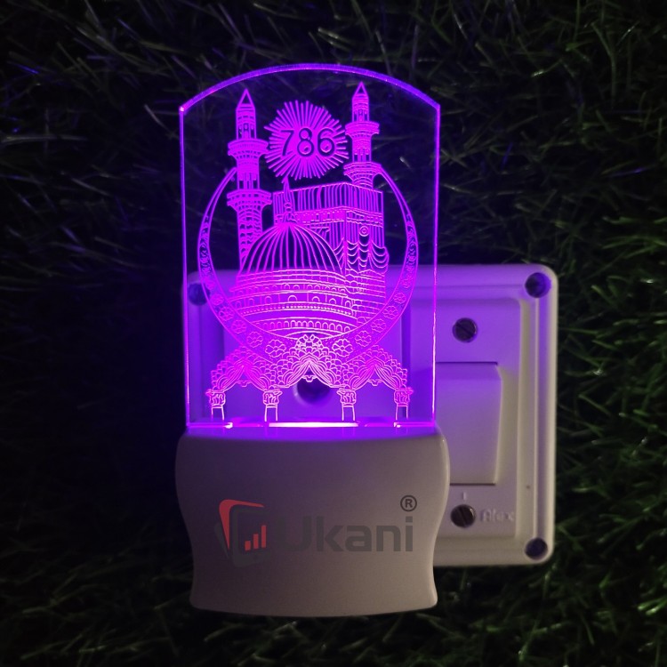 UKANI 3D Allah Masjid Deign with 7 color automatic Changing Light For Home bedroom Gift  Cafe Office Valentine Gift  size (3 inch )