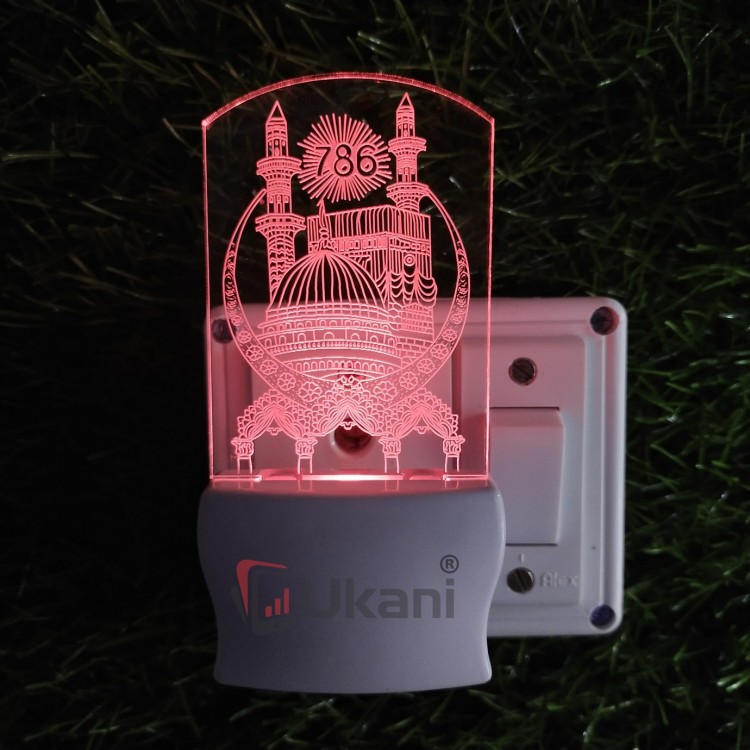 UKANI 3D Allah Masjid Deign with 7 color automatic Changing Light For Home bedroom Gift  Cafe Office Valentine Gift  size (3 inch )