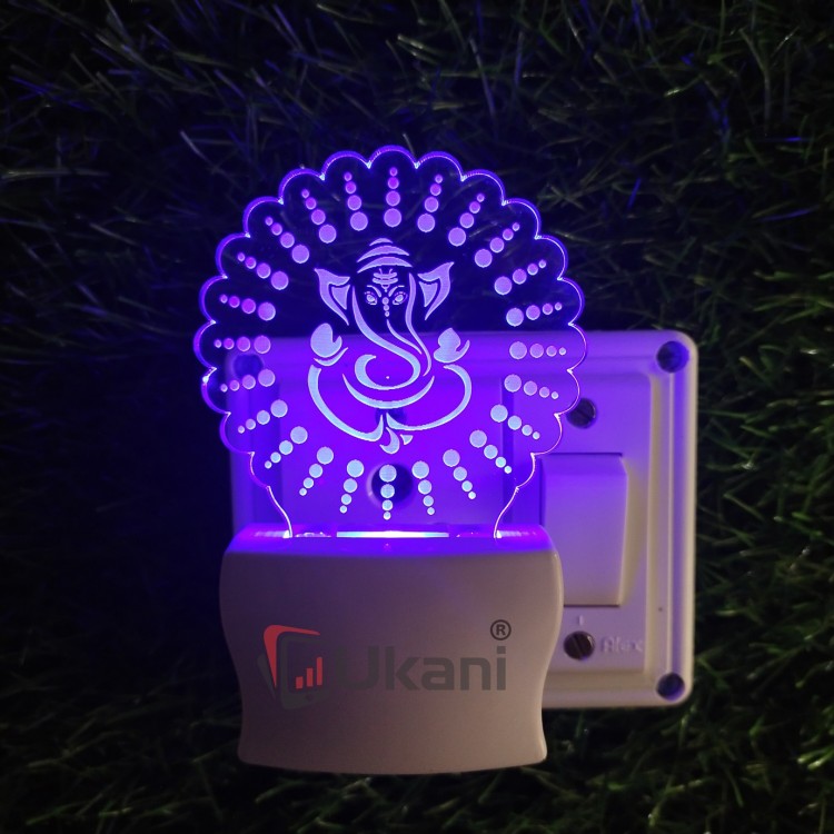 UKANI 3D Ganesha In Chakra with 7 color automatic Changing Light For Home bedroom Gift  Cafe Office Valentine Gift  size (3 inch )