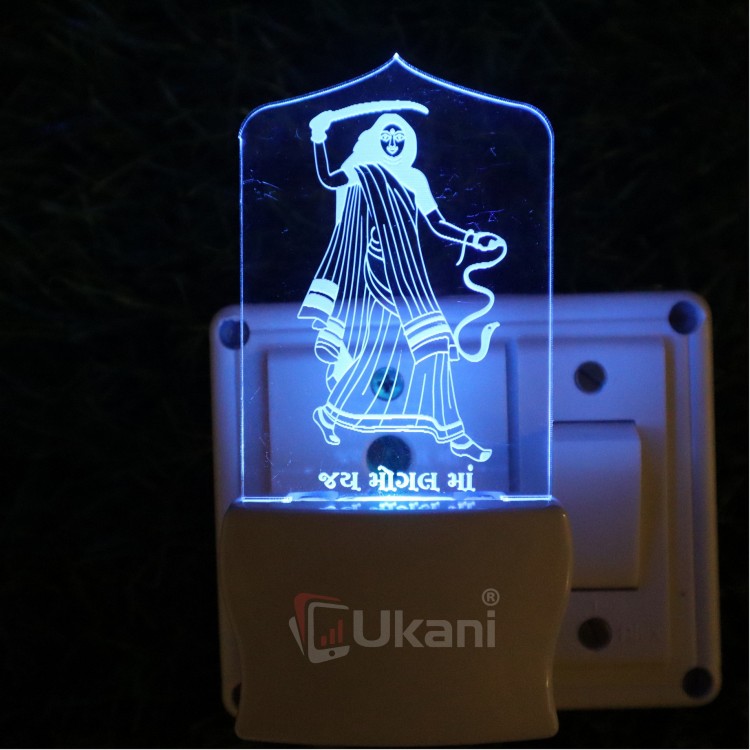 UKANI 3D Aai Shree Mogal Mataji Design with 7 color automatic Changing Light For Home bedroom Gift  Cafe Office Valentine Gift  size (3 inch )