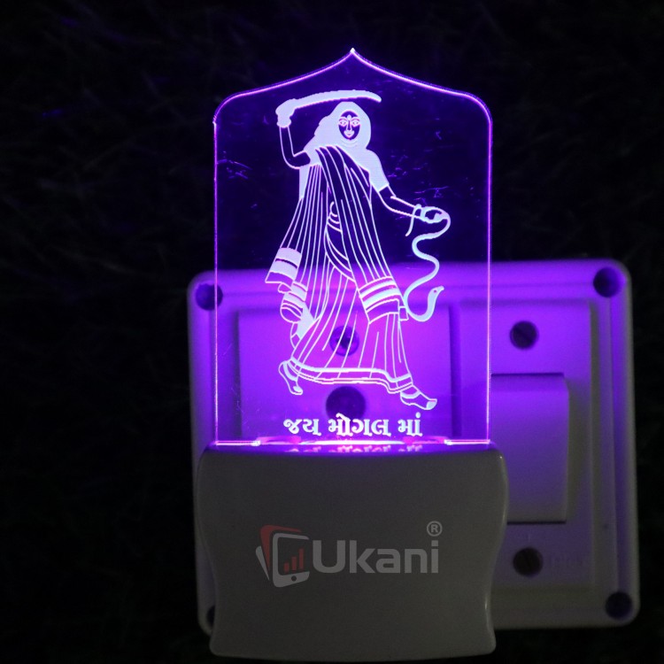 UKANI 3D Aai Shree Mogal Mataji Design with 7 color automatic Changing Light For Home bedroom Gift  Cafe Office Valentine Gift  size (3 inch )
