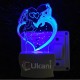 UKANI 3D  Love Couple with heart  Night lamp with 7 color automatic Changing Light For Home bedroom Gift  Cafe Office Valentine Gift 