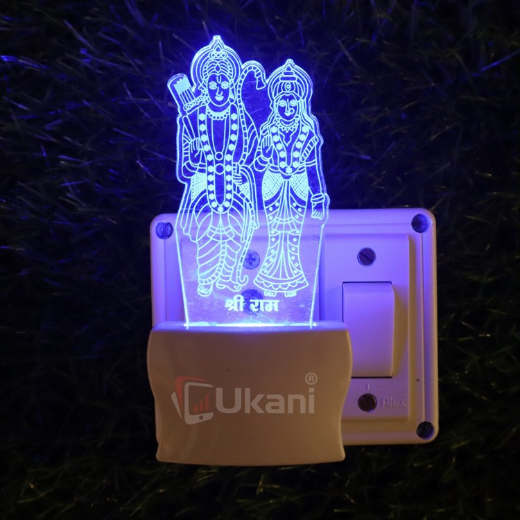 UKANI 3D  Shree Ram ( Siyaram) Night lamp with 7 color automatic Changing Light For Home bedroom Gift  Cafe Office Valentine Gift  size (3 inch )