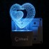 UKANI 3D  love Heart  Night lamp with 7 color automatic Changing Light For Home bedroom Gift  Cafe Office Valentine Gift  