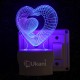 UKANI 3D  love Heart  Night lamp with 7 color automatic Changing Light For Home bedroom Gift  Cafe Office Valentine Gift  