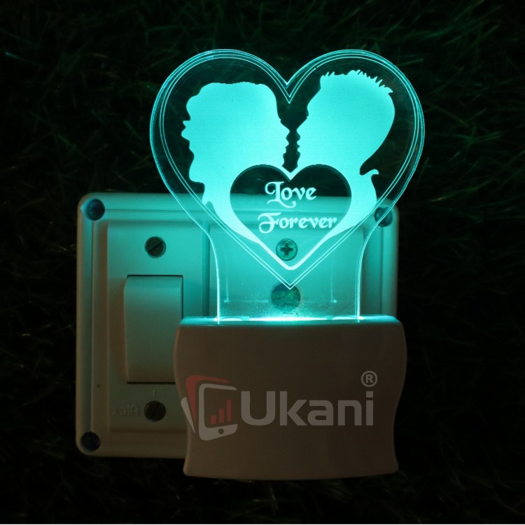 UKANI 3D  Romantic  couple Love you Forever  Night lamp with 7 color automatic Changing Light For Home bedroom Gift  Cafe Office Valentine Gift  size (3 inch )