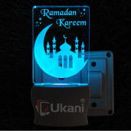 UKANI 3D  Ramdan Kareem Night lamp with 7 color automatic Changing Light For Home bedroom Gift  Cafe Office Valentine Gift  size (3 inch )