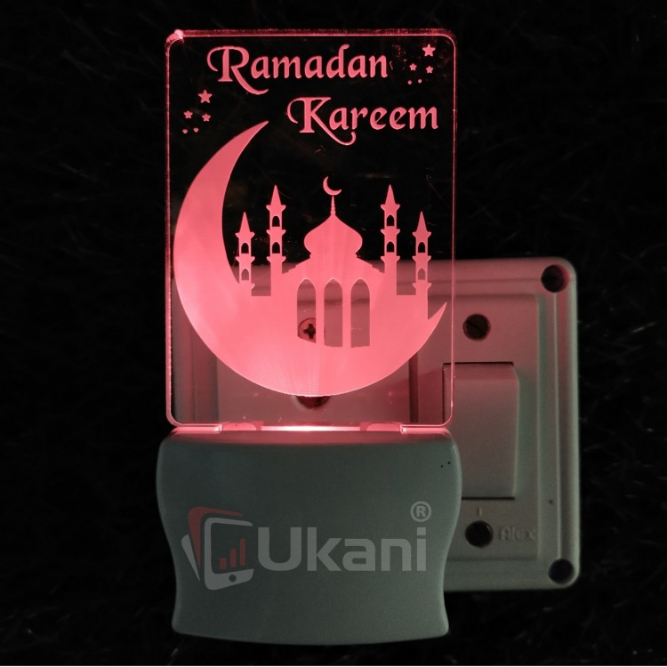 UKANI 3D  Ramdan Kareem Night lamp with 7 color automatic Changing Light For Home bedroom Gift  Cafe Office Valentine Gift  size (3 inch )