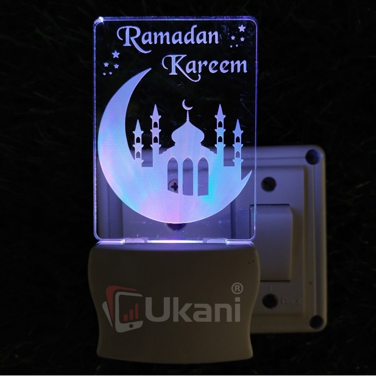 UKANI 3D  Ramdan Kareem Night lamp with 7 color automatic Changing Light For Home bedroom Gift  Cafe Office Valentine Gift  size (3 inch )