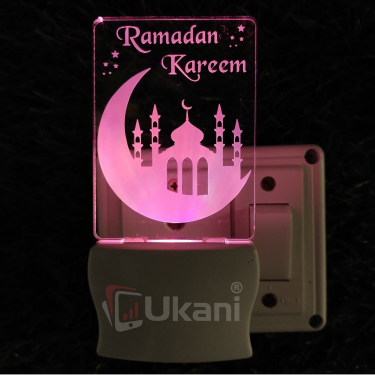 UKANI 3D  Ramdan Kareem Night lamp with 7 color automatic Changing Light For Home bedroom Gift  Cafe Office Valentine Gift  size (3 inch )