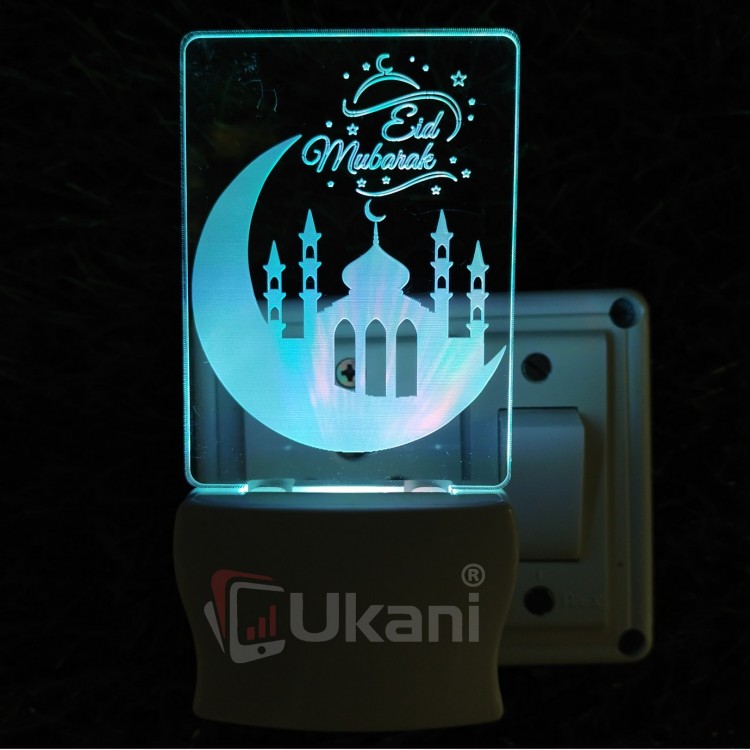 UKANI 3D  Ramdan Kareem Night lamp with 7 color automatic Changing Light For Home bedroom Gift  Cafe Office Valentine Gift  size (3 inch )
