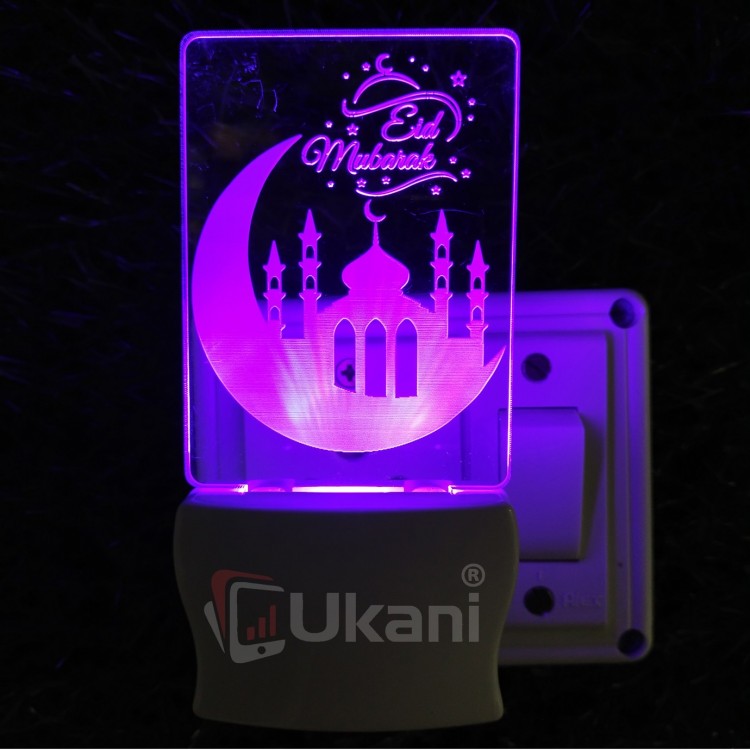 UKANI 3D  Ramdan Kareem Night lamp with 7 color automatic Changing Light For Home bedroom Gift  Cafe Office Valentine Gift  size (3 inch )