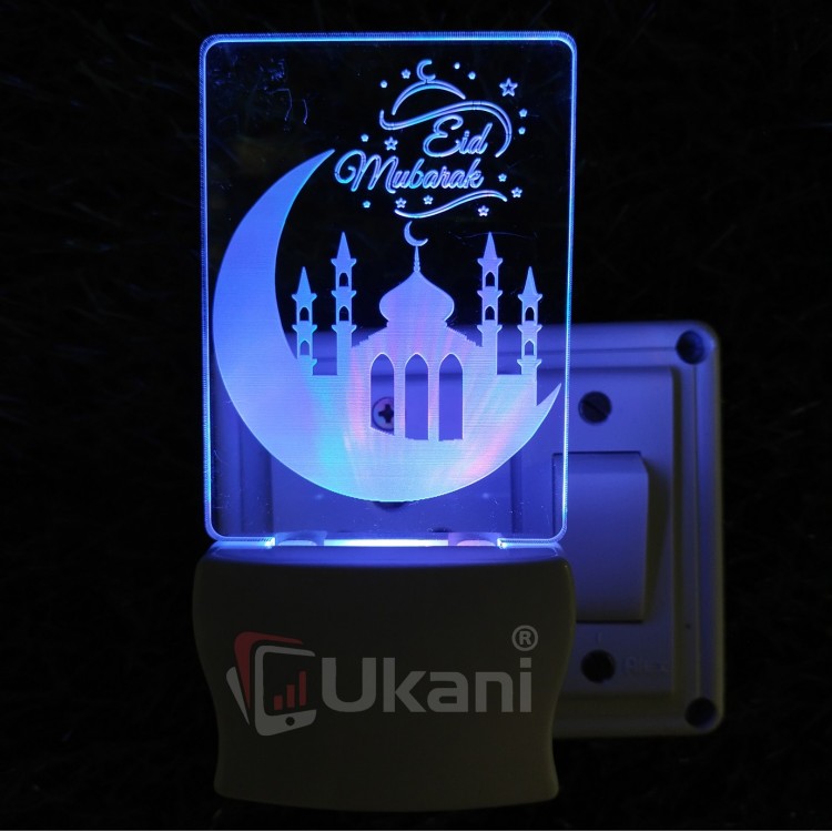 UKANI 3D  Ramdan Kareem Night lamp with 7 color automatic Changing Light For Home bedroom Gift  Cafe Office Valentine Gift  size (3 inch )