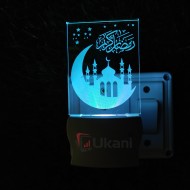 UKANI 3D eid  mubarak Night lamp with 7 color automatic Changing Light For Home bedroom Gift  Cafe Office Valentine Gift  size (3 inch )