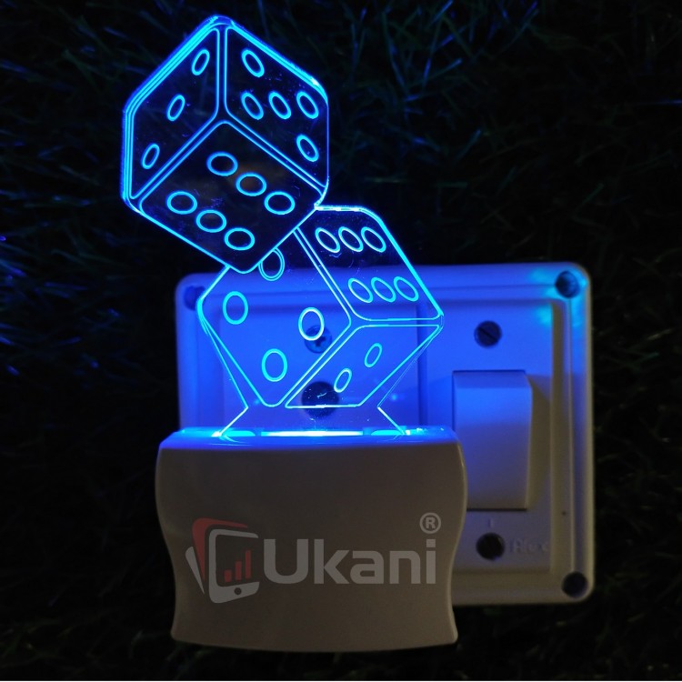 UKANI 3D 2 Dice Night lamp with 7 color automatic Changing Light For Home bedroom Gift  Cafe Office Valentine Gift  size (3 inch ) 
