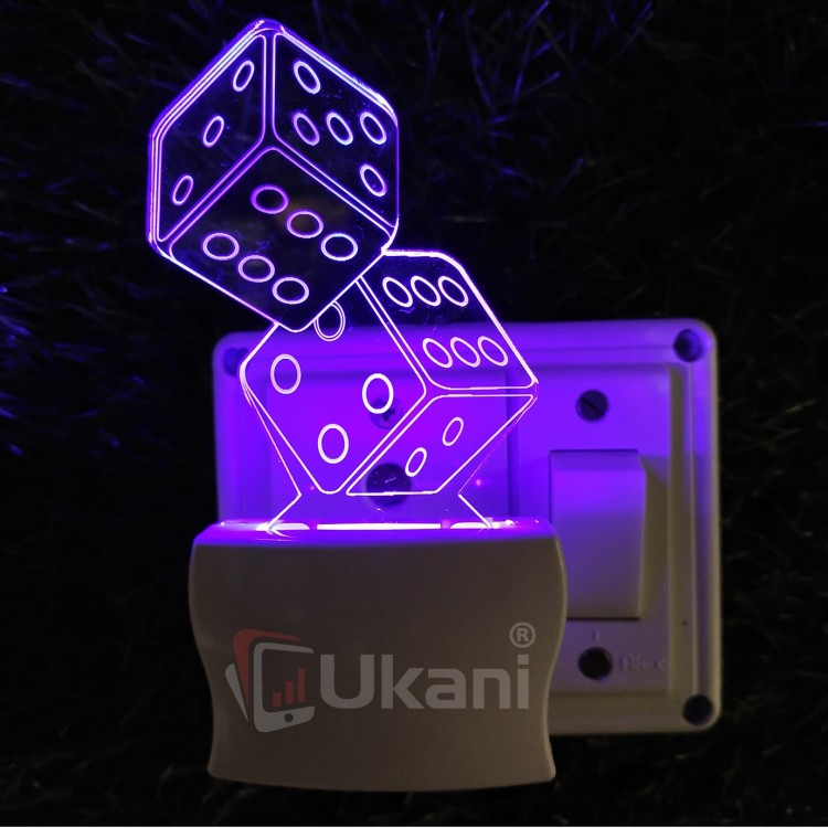 UKANI 3D 2 Dice Night lamp with 7 color automatic Changing Light For Home bedroom Gift  Cafe Office Valentine Gift  size (3 inch ) 
